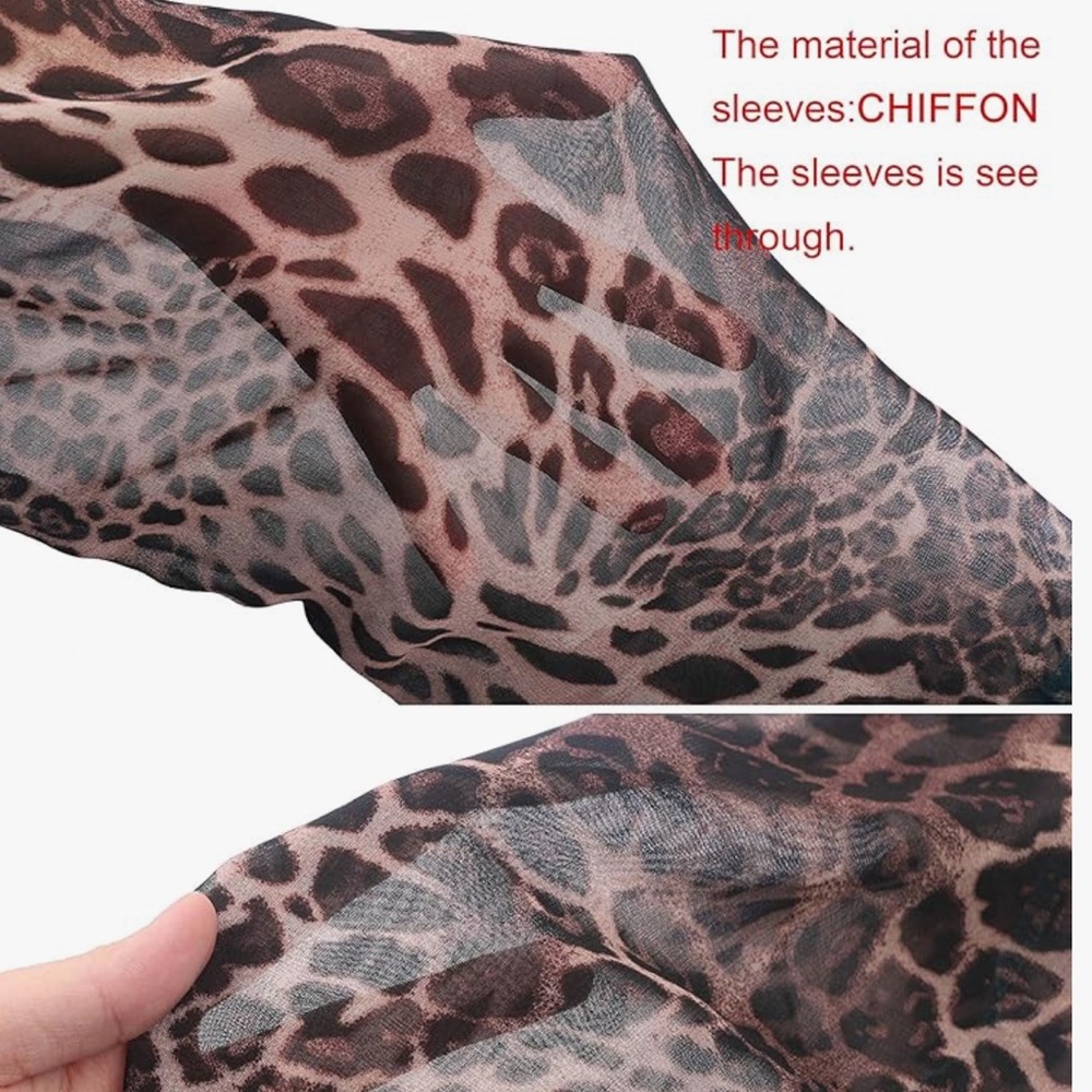 NWT OMSJ Leopard Animal Print Patchwork Plus LS Shirt Top Blouse Women’s Size L - Picture 8 of 13